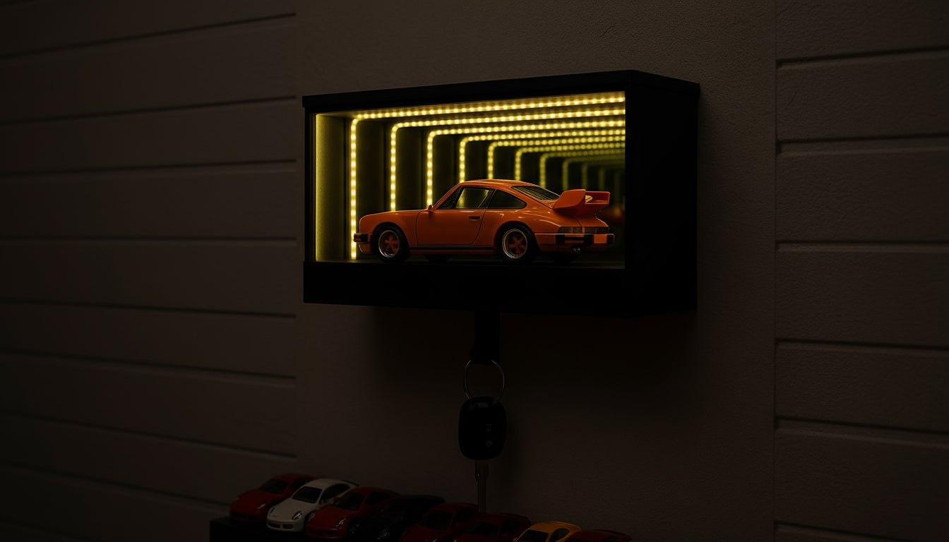 InfinityGarage™ – Nyckelhållare med LED "bilgarage"-illusion