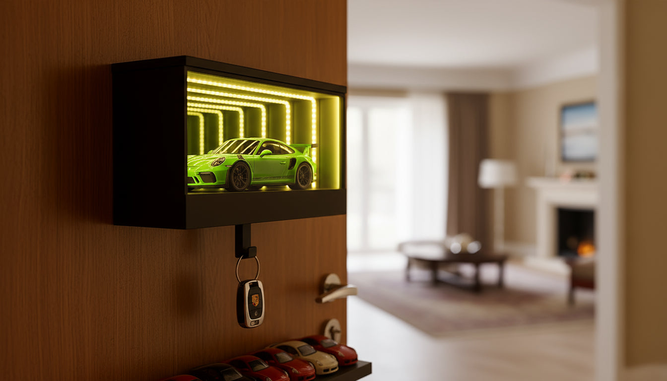 InfinityGarage™ – Nyckelhållare med LED "bilgarage"-illusion